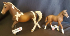 Schleich Lot of Two Horses Figurines Farm Animals Painted Stallion & Baby/Foal picture