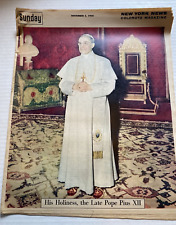 New York Sunday Picture News Pope Pius XII Cover November 2 1958 Colorato Mag picture