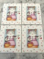 4 Vintage Current Valentine’s Day Cards UNUSED Brightsides Kitty Cat & Hearts picture