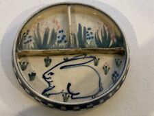 Debbie Dean divided tray, plate, bunny rabbit, studio pottery stoneware picture