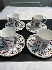 8pc Staffordshire Elizabethan Poker Cards Cut For Coffee Cup Saucer Bone China picture