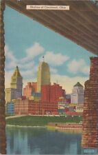 MR ALE c1930s Postcard Cincinnati, Ohio OH Skyline Under Bridge UNP 5050.4 picture