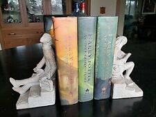 PAIR (2) AUSTIN PROD SCULPTURES BOOKENDS 1971 BOY & GIRL READING ON THE STEPS picture