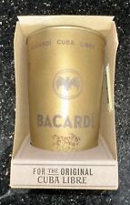 BACARDI CUBA LIBRE TIN CUP GOLD TONE FLYING BAT LOGO NEW BOXED picture