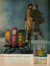 1959 Cordials Alcohol Hiram Walkers 1950s Vintage Print Ad Christmas Sled Couple picture