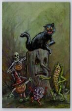 Halloween Matthew Kirscht Little Creeps Wicked Cat Skelton 2023 LE Postcard MK picture