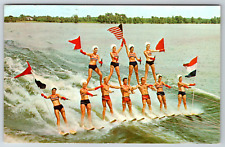 c1960s Pyramid Water Skiers Florida Cypress Gardens Ski Show Vintage Postcard picture