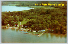 c1960s Moore's Lodge Aerial View Beach Walker Minnesota Vintage Postcard picture