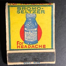 Bromo-Seltzer for Headache Matchbook c1930's-40's Full 20-Strike VGC Scarce picture