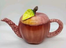Seymour Mann Frutta Fresca Figural Red Apple Teapot 1990 Hand Painted As Is picture