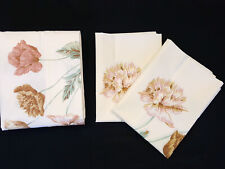 Vintage Utica Double Flat Top Sheet 2 Pillowcases Flowers Teal Dusty Rose picture
