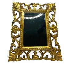 Vintage Euromarchi Gold Accent Mirror Hollywood Regency Made In Italy 8 1/2”x7” picture