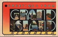 c1940 GRAND ISLAND, Nebraska Large Letter Postcard Multi-View / Curteich Linen picture