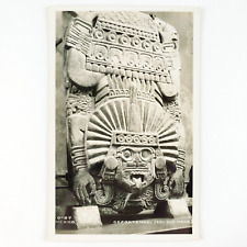Aztec Tlaltecuhtli God RPPC Postcard 1940s Mexico Earth Monster Statue Art C1816 picture