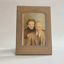 Photograph 1920s Couple Hand Colored Pressed Cardboard Stand picture