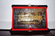 Rare Etched Metal Silver Plated Last Supper Plaque Icon in portable case picture