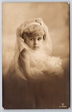 Vintage Antique C1910 Lovely Veiled Girl RPPC Postcard P151 picture