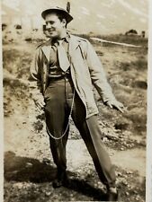 2L Photograph  Handsome Man Feather In Hat Fashion Style Watch Chain 1940's Cute picture