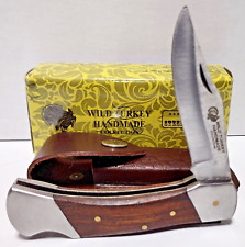 Wild Turkey Hardwood Clip Point Blade Lockback Hunting Pocket Knife + Sheath picture