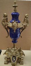 Rare Antique/Vtg Brevettato Italy Cobalt Blue & Brass Decorative Trophy Urn 14