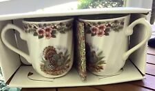 2 Thanksgiving  Turkey Mugs by Queen's Myott Never Used In Original Box NEW picture