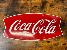 Coca Cola Fishtail Design Metal Wall Sign 16”x7.5” picture