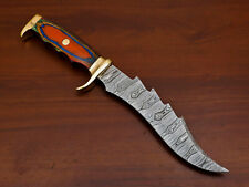 Rody Stan HAND MADE DAMASCUS STEEL FIXED BLADE BOWIE HUNTING KNIFE - BRASS GUARD picture