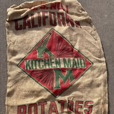 Vintage Burlap Sack Jute KITCHEN MAID Potatoes Peters & Son Wasco CA California picture