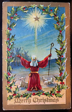 Vintage Victorian Postcard 1912 Merry Christmas - Shepherd & Star picture