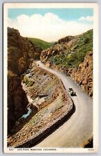 Ute Pass Manitou Colorado Birds Eye View Old Car Mountains Vintage UNP Postcard picture
