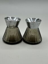 Vintage 1980's Chrome and Smoked Glass Salt and Pepper West Germany has stickers picture