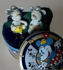 Rare  1930's Vintage Minnie & Mickey Mouse Bisque Ceramic Japan Figures W/Tin picture