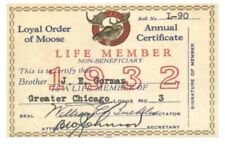 PASS Loyal Order of Moose Life Member  1932 J.E. Gorman  President RI picture