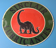Vintage Sinclair Gasoline Porcelain Sign - Dino Motor Oil Pump Plate Sign picture