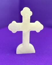 Vintage White Marble Free Standing Cross 6” picture