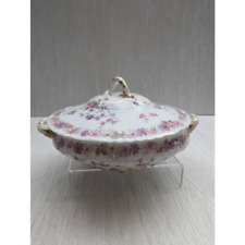 Vintage Haviland Limoges China Covered Dish Pink Floral Oval Cottage Core Decor picture
