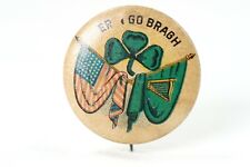 Erin Go Brugh Irish American Circa 1950 Pinback Button, Irish & US Flag picture