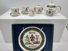 Memories of Ireland Miniature Tea Set plate in org. box shamrocks harp dancer picture