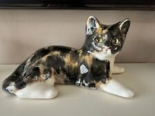 Vintage EARLY Signed Jenny Winstanley Ceramic Tabby Calico Cat Model Size 3  picture