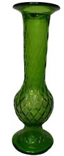 Vintage E.O. Brody Emerald Green Bud Vase With Diamond Design 7.5” picture