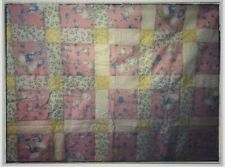 Quilt Top Handmade Squares Blocks 32x54 Machine Pieced Vintage Baby Blanket 50’s picture