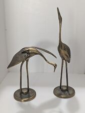 Set Of 2 Vtg. Brass Crane/Egret/Heron Figurines Statues Mid Century Coastal picture