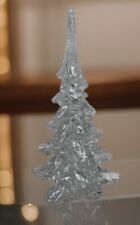 Vintage Clear Crystal Art Glass Christmas Tree Figurine Decor 8 Inch picture
