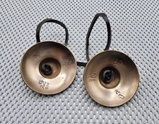 Vintage Heavy Brass Tibetan Style Cymbals With Etched Symbols 2.5