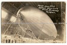 USS Macon blimp, air hangar, Akron, Ohio; history, photo postcard RPPC picture
