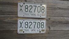 1963 Washington Truck 63-82 YOM Original embossed license plates pair Great picture