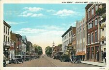 Postcard 1933 Pennsylvania Carlisle High Looking West autos railroad 24-5239 picture