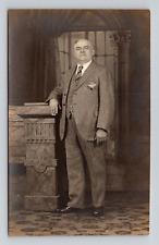 RPPC Distinguished Man in Suit, Studio Portrait Real Photo Antique A1 picture