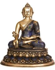 Lapis Buddha of Healing - Brass Statue with Inlay.  GDB3 picture