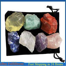 Natural 7 Chakra Healing Quartz Crystal Raw Rough Metaphysical Stone Set W/ Bag picture